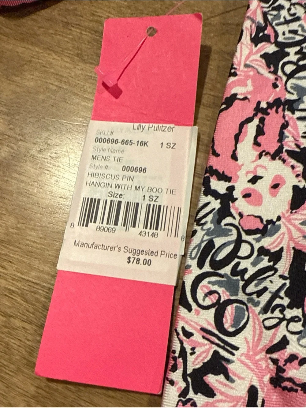 Lilly Pulitzer 100% Silk Men's Necktie Hangin' With My Boo